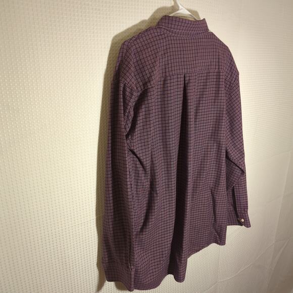Jos A Bank XL LS Shirt Signature Hong Kong Cotton Plaid Button Down Purple - Picture 5 of 5